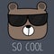 Cool Bear With Sunglasses Vector Illustration.