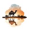 Cool and Beautiful Double Exposure Silhouette Camel Animal in Natural Habitat