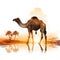 Cool and Beautiful Double Exposure Silhouette Camel Animal in Natural Habitat