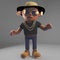 Cool black hiphop rapper wearing an Australian bush tucker hat, 3d illustration