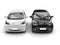 Cool black and white compact urban cars - front view