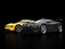 Cool black and yellow super sports cars in black showroom