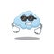 Cool blue cloud cartoon character wearing expensive black glasses
