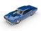 Cool blue muscle car - top view