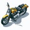 Cool bobber motorcycle,illustration in the form of an isometric object isolated on a white background 5
