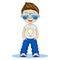 Cool boy with aviator eyeglasses in T-shirt and jeans. Vector isolated cartoon illustration