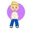 Cool boy with blonde hair in T-shirt and jeans. Vector isolated cartoon illustration
