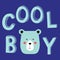 Cool boy slogan with bear face. Vector type, fashion kids illustration with animal