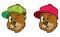 Cool brown cartoon hip hop bear character with cap.