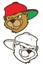 Cool brown cartoon hip hop bear character with cap.