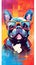 Cool Bulldog in Abstract World of Colorful Blocks