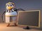 Cool cartoon 3d Egyptian penguin pharaoh Tutankhamun points to the new television, 3d illustration