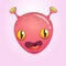 Cool cartoon alien character. Pink vector humanoid