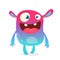 Cool cartoon alien. Purple and pink bizzare colorful alien monster for Halloween. Vector illustration.