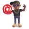 Cool cartoon black hiphop rapper holding email address symbol, 3d illustration