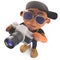 Cool cartoon black hiphop rapper taking a photo with a camera, 3d illustration