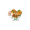 Cool cartoon character of basket oranges holding a megaphone
