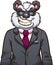 Cool cartoon panda wearing sunglasses and suit.