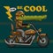 Cool cartoon rider crocodile character on chopper motorbike illustration wall art t shirt graphic design