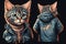 Cool Cat in Chic Denim: Award-Winning Vector Art Desig