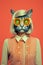 Cool Cat Revival: Anthropomorphic Cat in Pop Art Colors, Vintage Retro Halftone Illustration, Generative AI