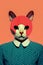 Cool Cat Revival: Anthropomorphic Cat in Pop Art Colors, Vintage Retro Halftone Illustration, Generative AI