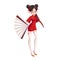 Cool Characters Series: Ancient Chinese Girl Holding Fans isolated on White Background