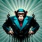 Cool chimpanzee illustration - ai generated image