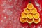 Cool Christmas orange dish for children with a picture of a Christmas tree