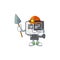 Cool clever Miner action camera cartoon character design