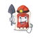 Cool clever Miner blood bag cartoon character design