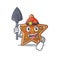 Cool clever Miner gingerbread star cartoon character design