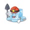 Cool clever Miner ice cube cartoon character design