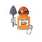 Cool clever Miner peach jam cartoon character design