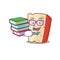 Cool and clever Student dutch cheese mascot cartoon with book