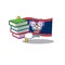 Cool and clever Student flag belize mascot cartoon with book