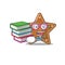 Cool and clever Student gingerbread star mascot cartoon with book