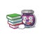 Cool and clever Student grape jam mascot cartoon with book