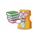 Cool and clever Student pencil sharpener mascot cartoon with book