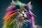 Cool and colorful cat. Rainbow colors. Diversity, tolerance, inclusion concept. Different and unique to be. Fashionable