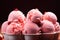 Cool confection a trio of strawberry ice cream scoops offers irresistible refreshment
