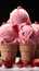 Cool confection a trio of strawberry ice cream scoops offers irresistible refreshment