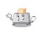 Cool confident Successful bread toaster cartoon character style