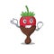 Cool confident Successful chocolate strawberry cartoon character style