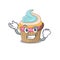 Cool confident Successful rainbow cupcake cartoon character style
