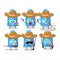 Cool cowboy magic potion blue bottle cartoon character with a cute hat