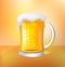 Cool Craft Beer with Foam in Glass Mug 3D Vector