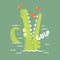 Cool crocodile cartoon vector illustration. Hungry crocodile eat fish