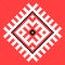 Cool cross stitch element. Isolated ukrainian pattern on red