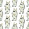 Cool cute monster seamless pattern on white background. Wolf. Vector illustration